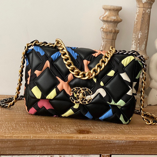 Borsa Chanel 19 Con Patta In Pelle Di Agnello Multicolore As1160