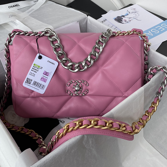 Borsa Chanel 19 Con Patta In Pelle Di Agnello Viola As1160