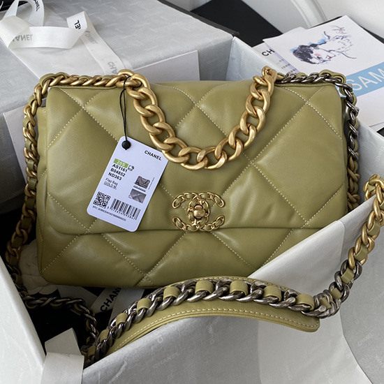 Borsa Chanel 19 In Pelle Di Agnello Con Patta Grande Limone As1161