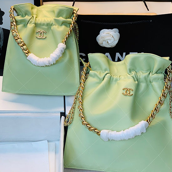 Borsa Chanel Con Coulisse In Pelle Di Vitello Verde A13101