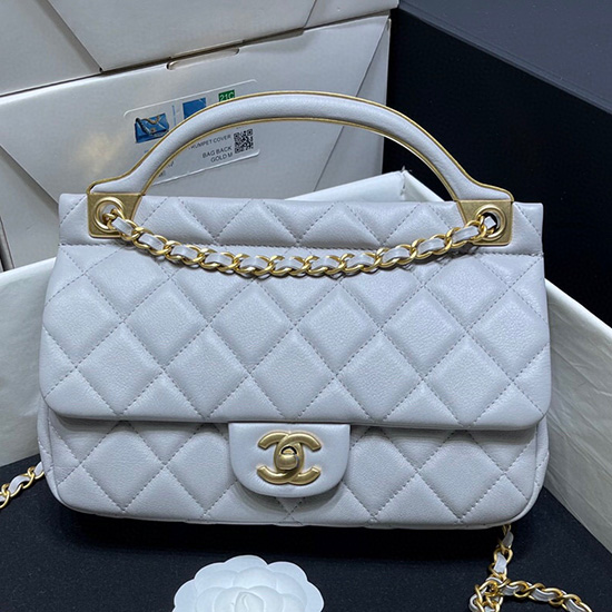 Borsa Chanel Con Patta In Pelle Di Vitello Grigia Ap2438