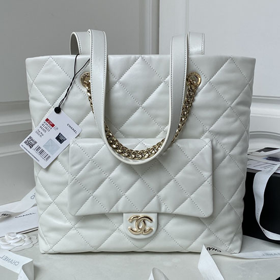 Borsa Chanel In Pelle Di Vitello Bianca As4359