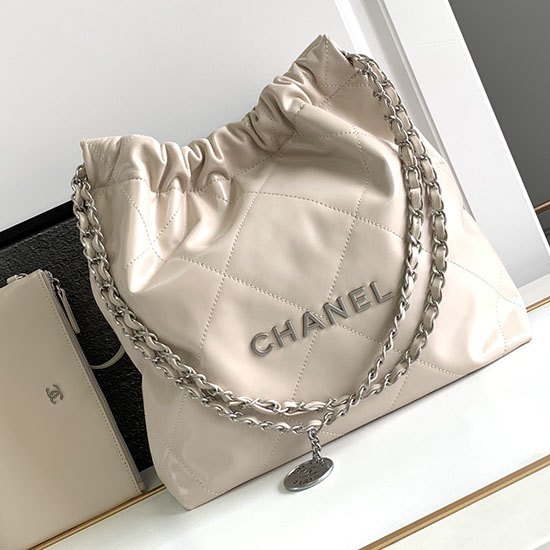 Borsa Chanel In Pelle Di Vitello Lucida Beige As3261