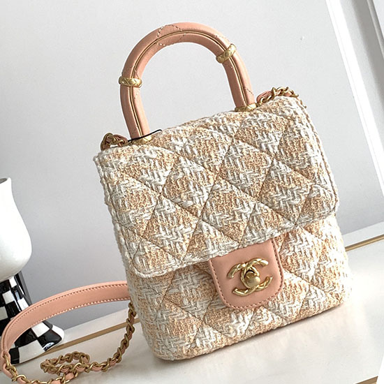 Borsa Chanel Mini Con Patta Con Manico Superiore Arancione As4035