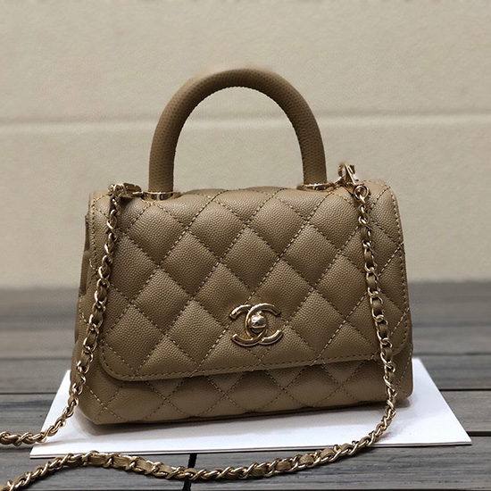 Borsa Chanel Mini Con Patta Con Manico Superiore Beige As2215