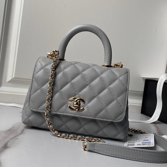 Borsa Chanel Mini Con Patta Con Manico Superiore Grigio As2215