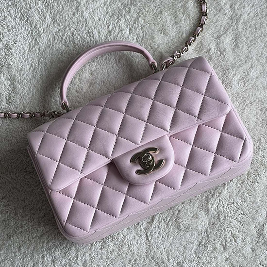 Borsa Chanel Mini Con Patta In Pelle Di Agnello Rosa As2431