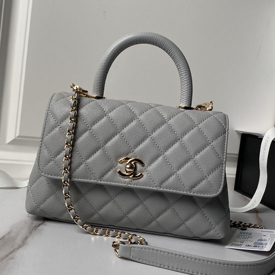 Borsa Chanel Piccola Con Manico In Cocco Grigia A92990