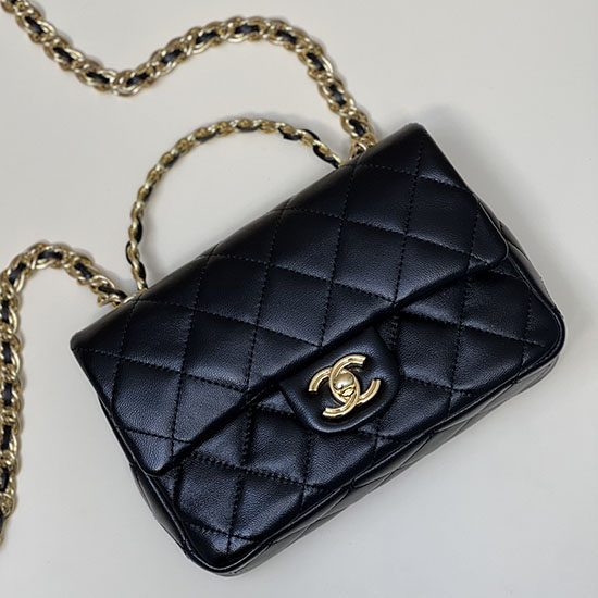 Borsa Chanel Piccola Con Patta Con Manico Superiore Nera As4023