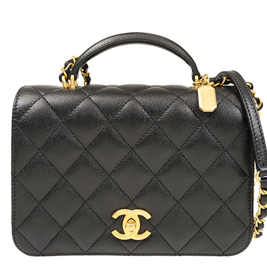 Borsa Chanel Piccola Con Patta Con Manico Superiore Nera As4286