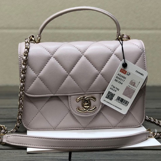 Borsa Chanel Piccola Con Patta E Manico Superiore Rosa As2680