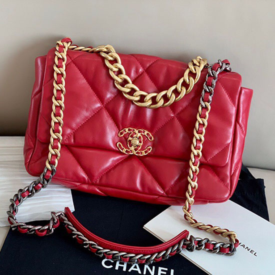 Borsa Chanel Piccola Con Patta In Pelle Di Capra Rosso Scuro A24101