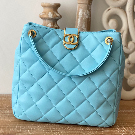 Borsa Chanel Piccola In Pelle Di Agnello Blu As3477