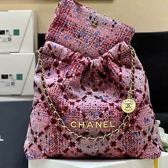 Borsa Chanel Tweed Media 22 Rosa As3261