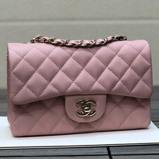 Borsa Classica Piccola Con Patta Chanel In Pelle Di Vitello Granata Rosa Cf1116