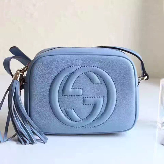 Borsa Da Discoteca Gucci Soho In Pelle Blu 308364