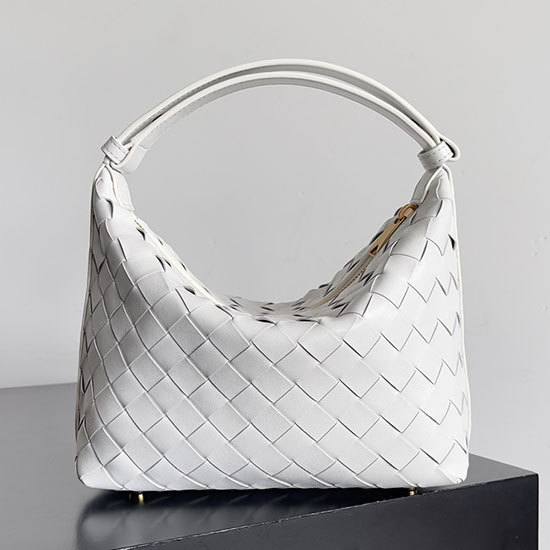 Borsa Da Toilette Bottega Veneta In Pelle Intrecciata Bianca B754443