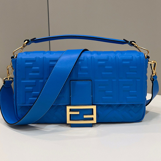 Borsa Fendi Baguette In Pelle Blu F0192