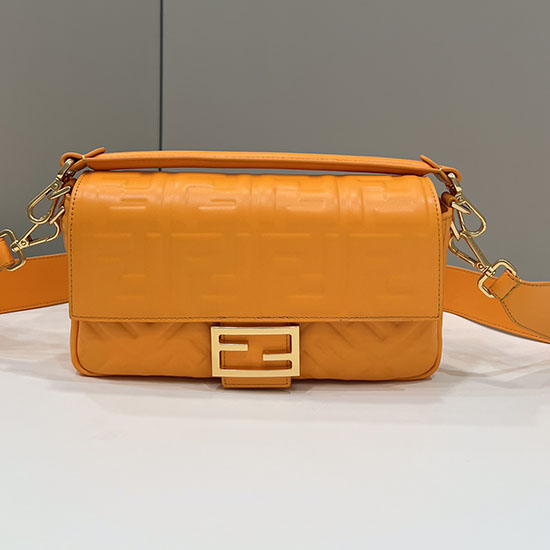 Borsa Fendi Baguette Media In Pelle Arancione F0135