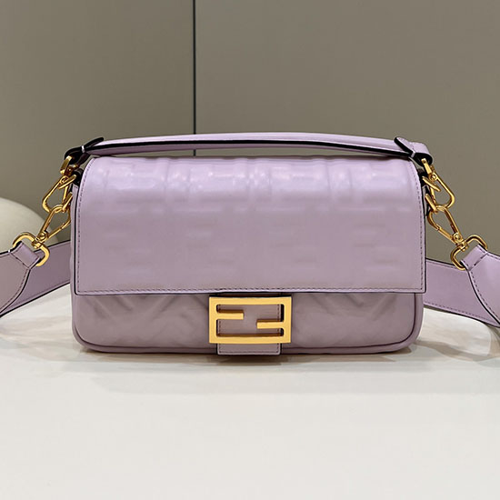 Borsa Fendi Baguette Media In Pelle Viola F0135