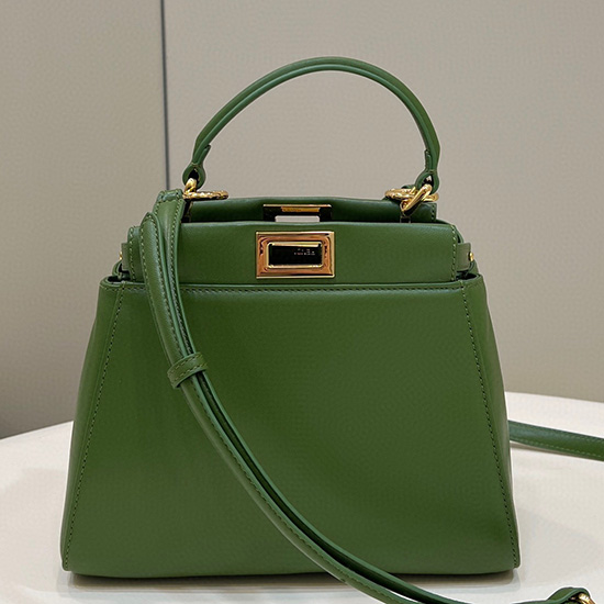 Borsa Fendi Mini Peekaboo In Pelle Nappa Verde F8383