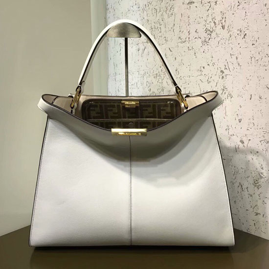 Borsa Fendi Peekaboo X-lite In Morbida Pelle Di Vitello Bianca F83041