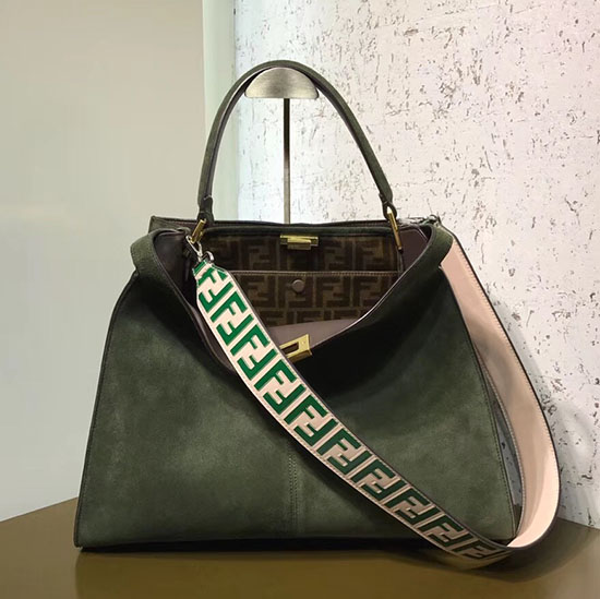 Borsa Fendi Peekaboo X-lite In Pelle Scamosciata Verde F83041