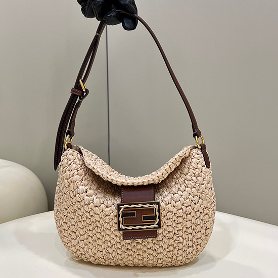 Borsa Fendi Piccola In Paglia Intrecciata Croissant F8373