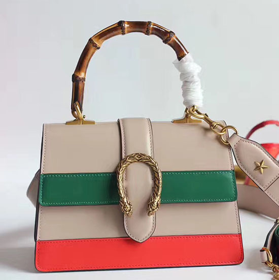 Borsa Gucci Dionysus In Pelle Con Manico Superiore Arancione/verde/rosso 448075