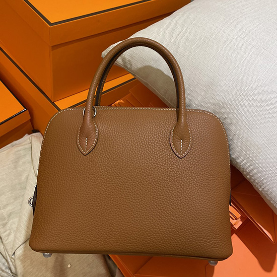 Borsa Hermes Bolide Clemence Tote In Pelle Marrone Dorato Hb12601