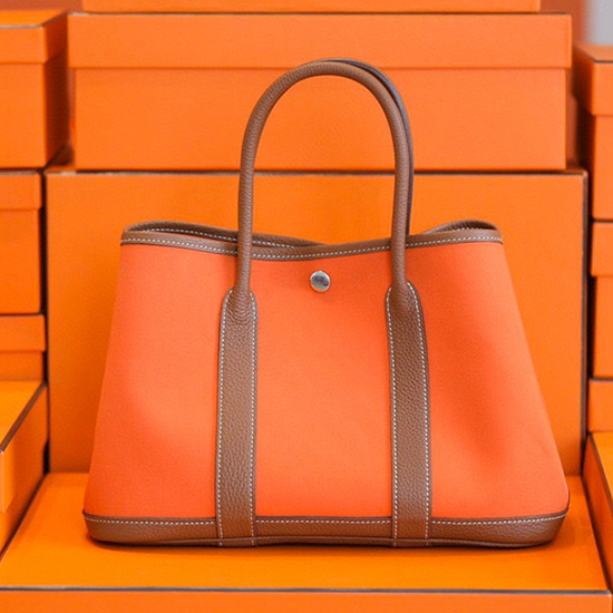 Borsa Hermes Canvas Garden Party 30 36 Arancione HG30361