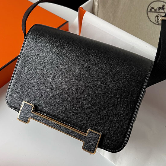 Borsa Hermes Geta Chevre Nera Con Oro Hg06211