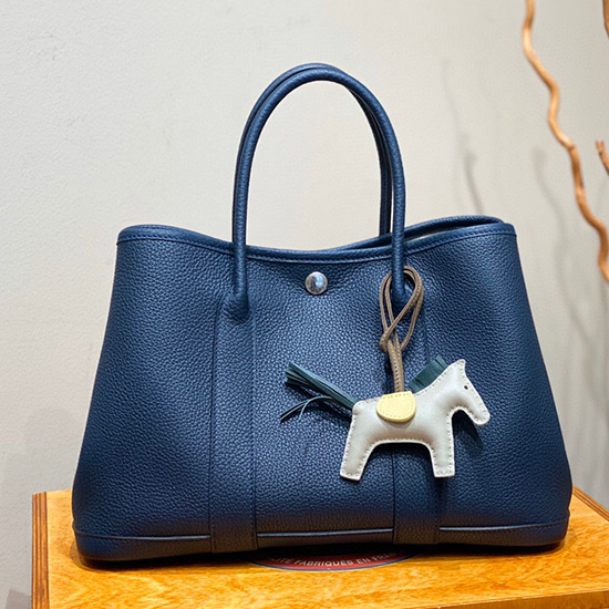 Borsa Hermes In Pelle Garden Party 30 36 Blu Hg30361