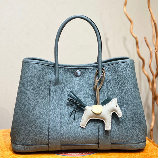 Borsa Hermes In Pelle Garden Party 30 36 Blu Hg30362