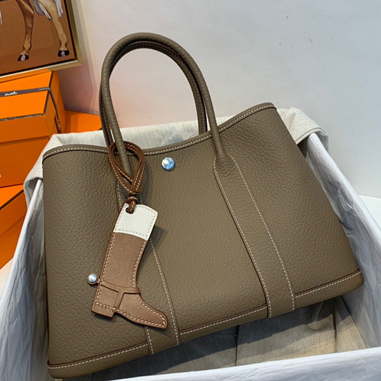 Borsa Hermes In Pelle Garden Party 30 36 Grigio Scuro Hg30361