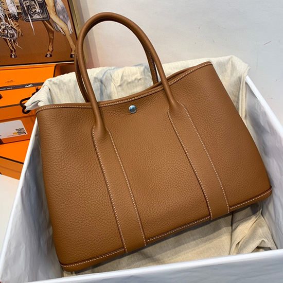 Borsa Hermes In Pelle Garden Party 30 36 Marrone Hg30361