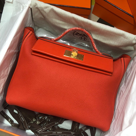 Borsa Hermes Kelly 24/24 Togo In Pelle Rossa H06131