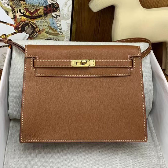 Borsa Hermes Kelly Danse 22 Marrone Dorato HKD0805