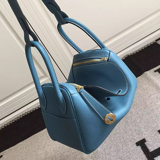 Borsa Hermes Lindy 26 Blu Togo Pelle Di Vitello Hld2630