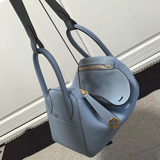 Borsa Hermes Lindy 26 In Pelle Di Vitello Togo Azzurra Hld2630