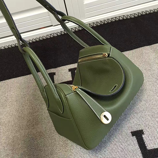 Borsa Hermes Lindy 26 Verde Togo Pelle Di Vitello Hld2630