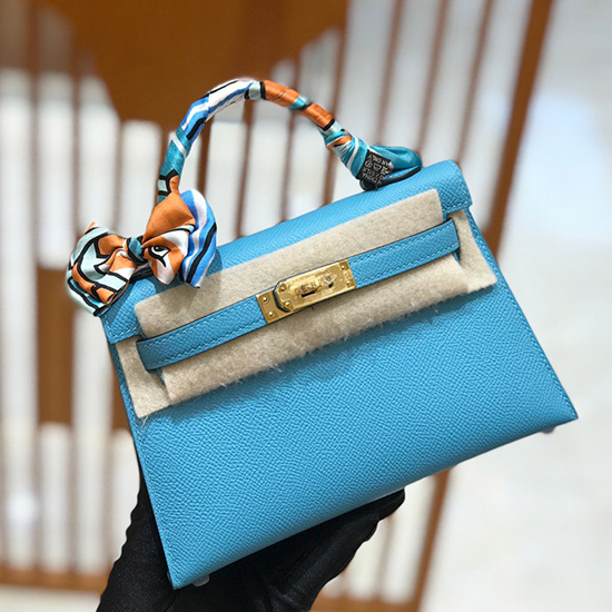 Borsa Hermes Mini Kelly II Blu Del Nord H82401