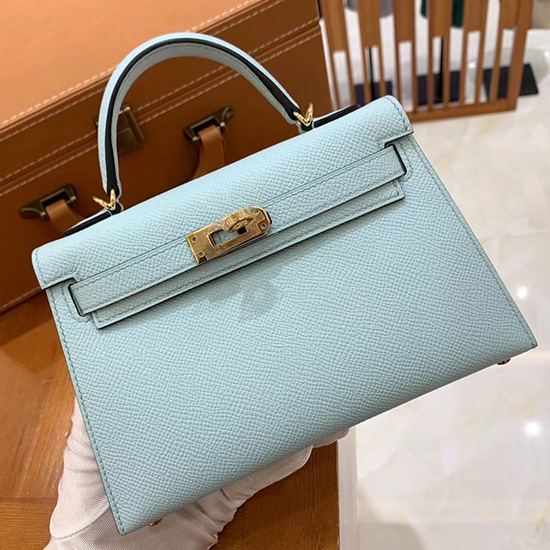 Borsa Hermes Mini Kelly II Blu Zephyr H82401