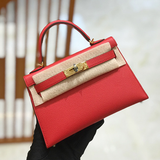 Borsa Hermes Mini Kelly II Rouge Garance H82401