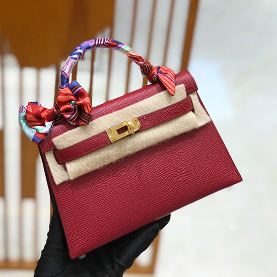 Borsa Hermes Mini Kelly II Rouge Grenat H82401