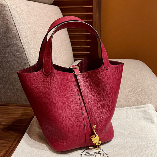 Borsa Hermes Picotin Lock 22 Tote Rouge Grenat H82301