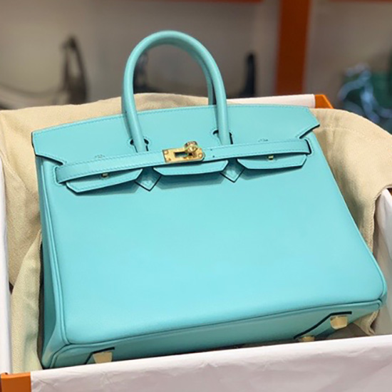 Borsa Hermes Swift Birkin In Pelle Blu Hb2530356