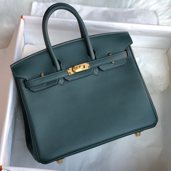 Borsa Hermes Swift Birkin In Pelle Verde Scuro Hb2530356