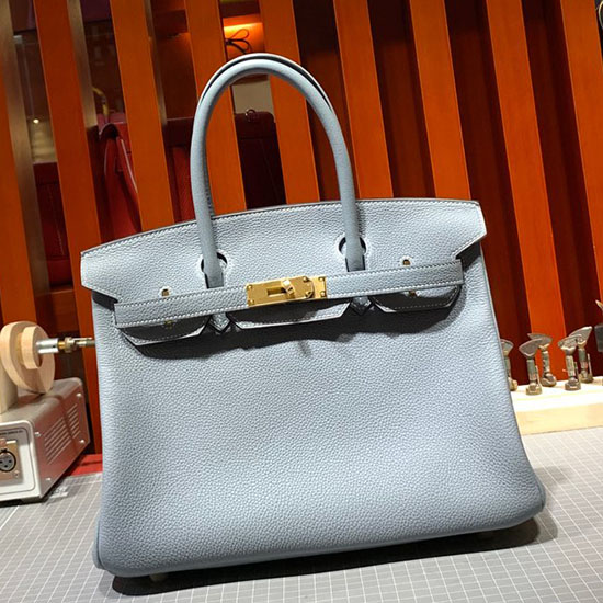 Borsa Hermes Togo Birkin In Pelle Bleu Lin Hb30191