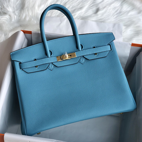 Borsa Hermes Togo Birkin In Pelle Blu De Nord Hb253001